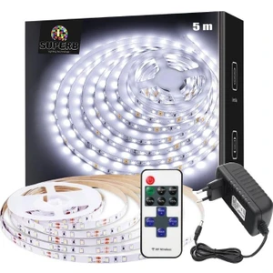 Sb-6502 5 Metre Şerit Led Işık Beyaz Dimmer Kumandalı Adaptörlü Tak Çalıştır Aydınlatma
