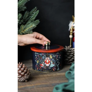ER141-V1 Tales Nutcracker Desenli Yuvarlak Metal Saklama Kabı 14 cm