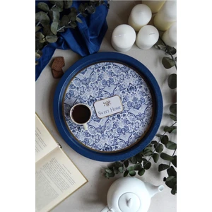 EE197-7N Azulejos Sweet Home Desenli Yuvarlak Tepsi 31.5 cm