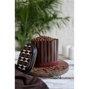ER004-7J Circus Black Coffee Desenli Oval Metal Saklama Kabı 11X15 cm