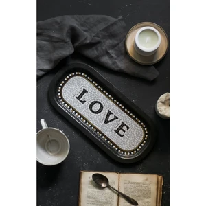 EE168-1E Mosaic Love Desenli Oval Tepsi 16X35 cm