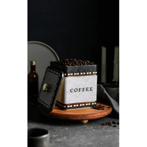 ER023-7D Mosaic Coffee Desenli Kare Metal Saklama Kabı 12X12 cm