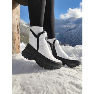 Çiğdem Kundura Çiğdem Kar Botu Kar 1c Unisex  - Beyaz-Kısafermuarlı-Armalı - 37