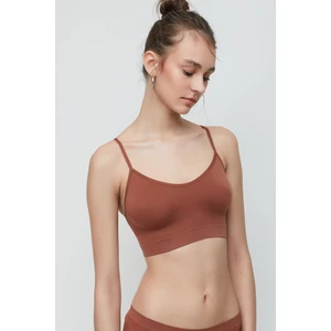 C14003 Dikişsiz Ince Askı Büstiyer Kahverengi