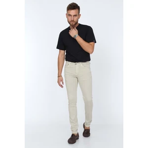 Olivia Butik Digital Jeans Dar Kesim Erkek Likralı Krem Kot Pantolon