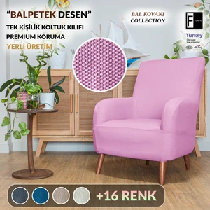 Likrali tek kişilik koltuk kılıfı  streç lastıklı berjer çekyat kanepe örtüsü Balpeteği Berjer kılıfı pembe