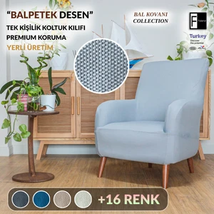 Likrali tek kişilik koltuk kılıfı  streç lastıklı berjer çekyat kanepe örtüsü Balpeteği Berjer kılıfı açık gri