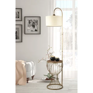 Aldora Sehpa Lambader Eskitme Ceviz Ahşap Krem Şapka