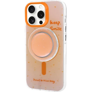 Case 4u Apple iPhone 15 Pro Max Kılıf Magsafe Şarj Özellikli Tak-Çıkar Pop Soketli Tiktok Kapak Turuncu