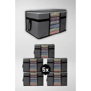 5 Adet Pencereli Kazak Hurcu- 50x40x30 cm(Gri)
