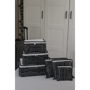 6'lı Valiz Düzenleyici Bavul Içi Organizer Set - Seyahat Hurcu - Zebra Desen(Antrasit)