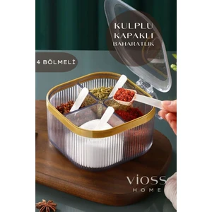Vioss Home 4 Bölmeli Açılır Kapanır Kapaklı Baharatlık Organizer Saklama Düzenleme Kabı