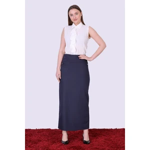 Kadın Lacivet Mevsimlik Düğme Detaylı Uzun Tesettür Kalem Etek 2104-95