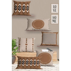 Belle Benoit  6'lı Çift Tarafı 3D Dijital Baskılı Dikdörtgen 30X50 ve 43X43 Kare Kırlent Kılıfı Seti