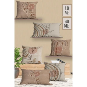 Belle Benoit  6'lı Çift Tarafı 3D Dijital Baskılı Dikdörtgen 30X50 ve 43X43 Kare Kırlent Kılıfı Seti