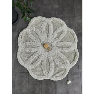 Bonny Home Papatya Krem Doğal Pamuklu Banyo Paspası 100X100 cm Tek Parça Tufting Dokuma Paspas