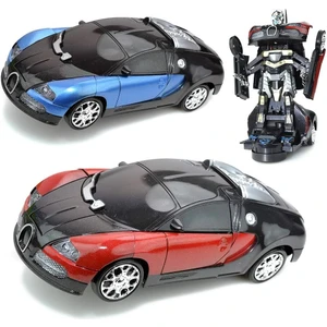 Robota Dönüşen Işıklı Sesli Pilli Oyuncak Araba Bugatti Modelli Oyuncak Transformers Araba