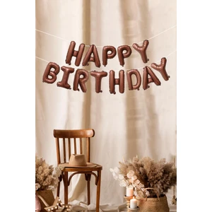 Çikolata Kahve Happy Birthday Harf Balonlar Retro Doğum Günü Balon Seti