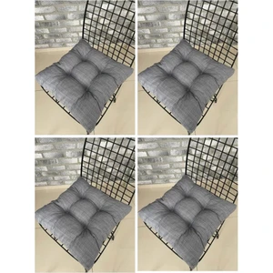 Altın Pamuk Classic Gri Pofidik Sandalye Minderi - 40X40 cm 4 Lü