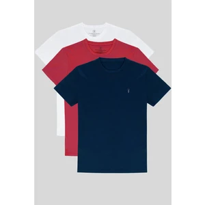 Four Man Bisiklet Yaka Standart Kalıp Basic Pamuklu Erkek T-Shirt 3lü Paket
