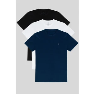Four Man Bisiklet Yaka Standart Kalıp Basic Pamuklu Erkek T-Shirt 3lü Paket