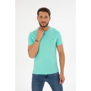 Four Man Erkek Su Yeşili Bisiklet Yaka Pamuklu Relaxed Fit T-Shirt