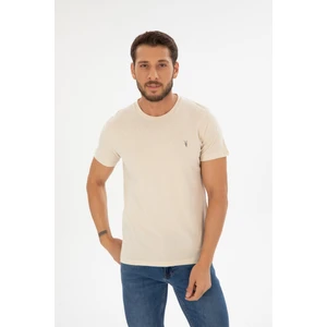 Four Man Erkek Krem Bisiklet Yaka Pamuklu Relaxed Fit T-Shirt