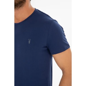 Four Man Erkek Lacivert Bisiklet Yaka Pamuklu Relaxed Fit T-Shirt