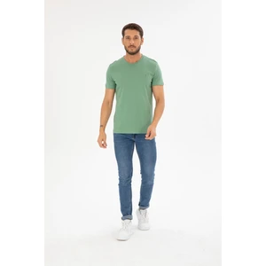 Four Man Erkek Çağla Yeşili Bisiklet Yaka Pamuklu Relaxed Fit T-Shirt