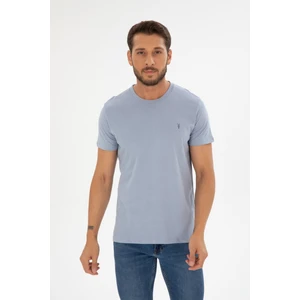 Four Man Erkek Mavi Bisiklet Yaka Pamuklu Relaxed Fit T-Shirt