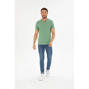 Four Man Erkek Çağla Yeşili Bisiklet Yaka Pamuklu Relaxed Fit T-Shirt