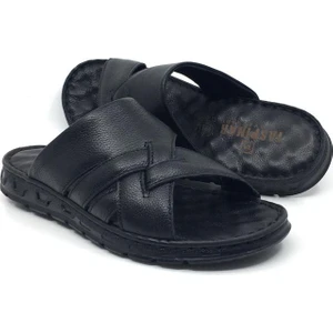 Taşpınar Ayakkabı Taşpınar %100 Hakiki Deri Ortopedik Erkek Yazlık Rahat Terlik 40-45