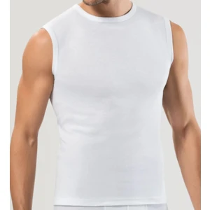 Maruf Shop Erkek Sıfır Kol Bisiklet Yaka Slimfit Likralı Düz Tişört Beyaz