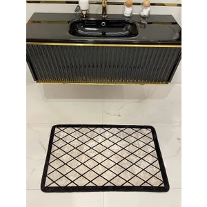 Tekli Geometrik Desen Lateks Taban Banyo Paspas 50x100