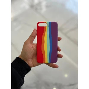 iPhone 7plus/8plus Uyumlu Rainbow Renkli Şeritli Lansman Silikon Darbe Emici Telefon Kılıfı