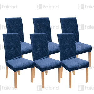 Faiend Lastikli Kadife sandalye Kılıfı Mutfak Sandalye örtüsü Yıkanabilir Sandalye koruyucu (6-adet) petrol mavi