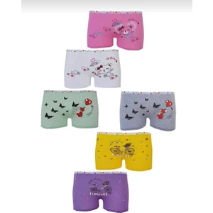0181 Kız Çocuk Desenli Boxer 12 Adet