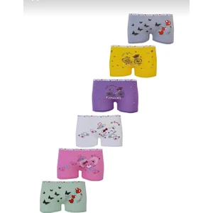 0181 Kız Çocuk Desenli Boxer 6 Adet