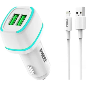 Force QCC571L Çift Çıkışlı Fast Lightning USB Kablolu Araç Şarj Cihazı
