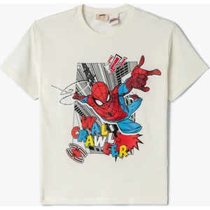 Tişört Spiderman Baskılı Lisanslı Kısa Kollu Bisiklet Yaka Pamuklu