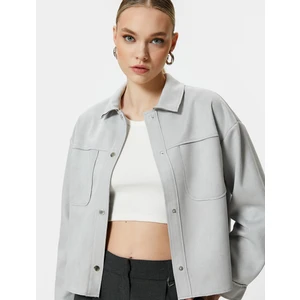 Süet Ceket Çıtçıt Düğmeli Klasik Yaka Cepli