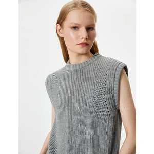 Örgü Süveter Bisiklet Yaka Kolsuz