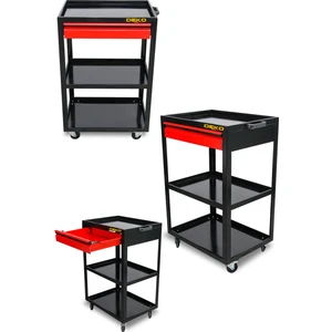 Deko Turkey Xl Red Pro Seri Tek Çekmeceli 3 Bölmeli Alet Servis Arabası Tek Çekmece Takım Tezgah Arabası