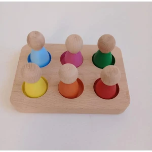 Peg Bebek ve Tabla Eşleştirme Waldorf İnsan Figürleri - 6 Renk
