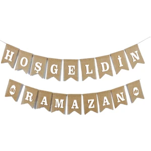Hoşgeldin Ramazan Yazılı Flama Jut Ramazan Bayramı Süsü