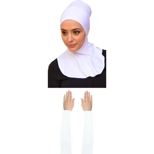 Belifanti Collection Kadın Penye Namaz Kolluğu Boyunluklu Bone 2'li Set Beyaz