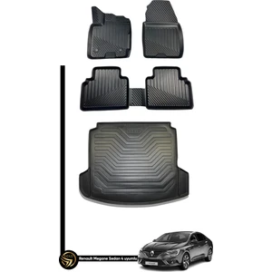 Black Gold Renault Megane 4 Sedan 3D Havuzlu Paspas + Bagaj Havuzu Ikili Set