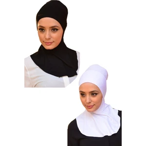 Belifanti Collection Kadın Penye Boyunluklu Bone Siyah Beyaz 2'Li Set