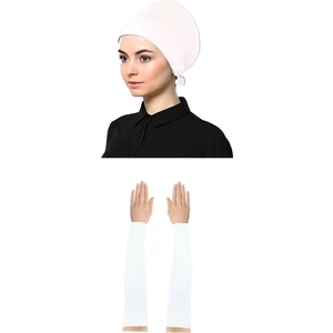 Belifanti Collection Kadın Penye Düz Bone Namaz Kolluğu Beyaz 2'li Set
