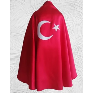 23 Nisan Özel Türk Bayraklı Kırmızı Gösteri Pelerini